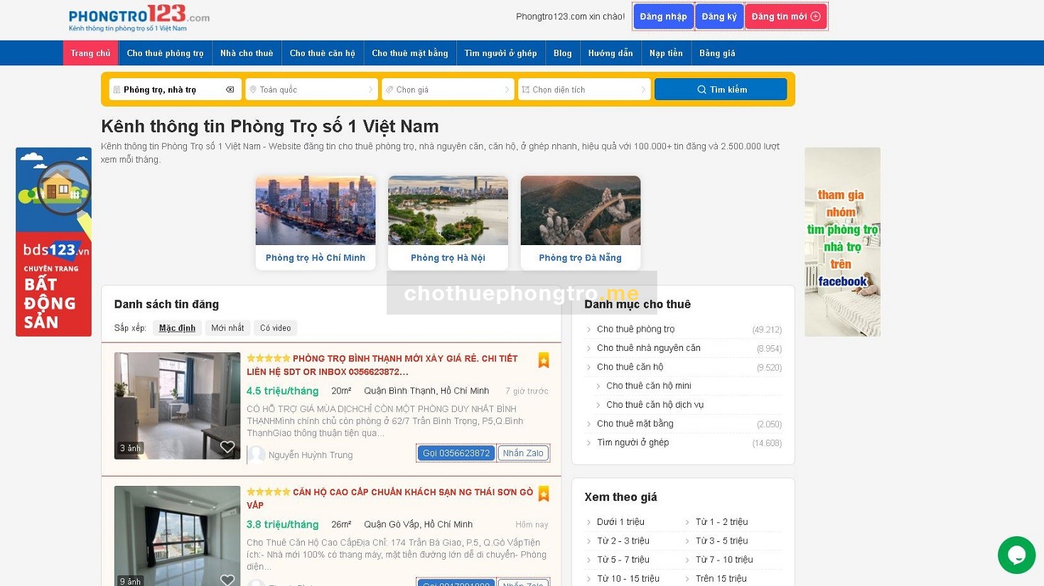 Phongtro123.com - Kênh thông tin phòng trọ số 1 Việt Nam